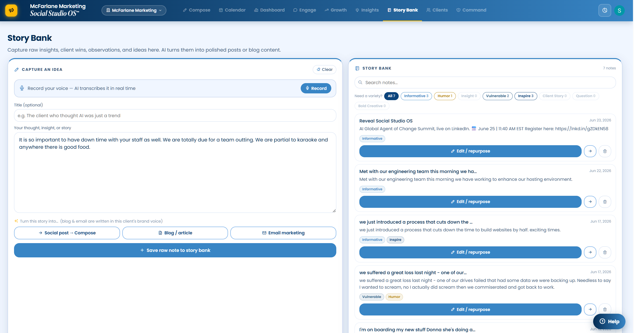 Social Studio OS — Story Bank