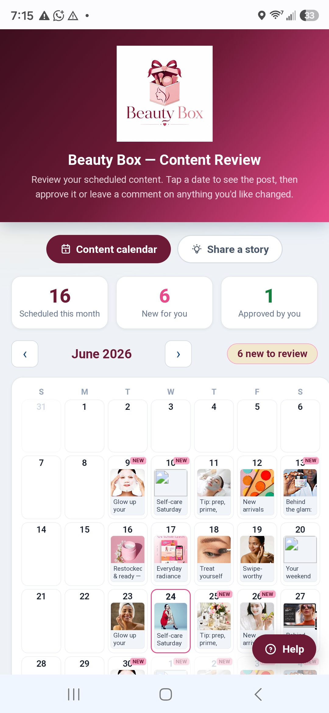 The client portal on mobile